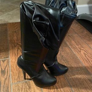 Aldo, black to the knee boots size 7.5